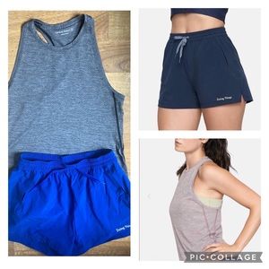 Outdoor Voices Cool Runnin’s Racer Tank M and Running Shorts S Blue Grey Gray